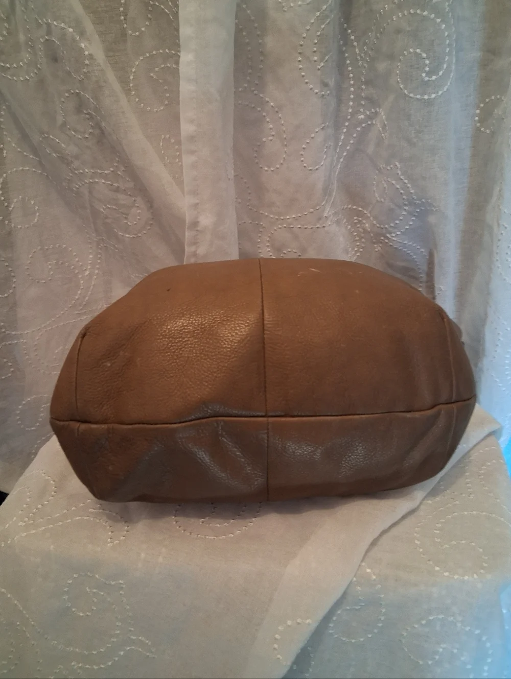 HOBO Harley Pebbled Leather Shoulder Hobo Bag with Tassel In Cedar Sagebrush - Picture 6 of 6